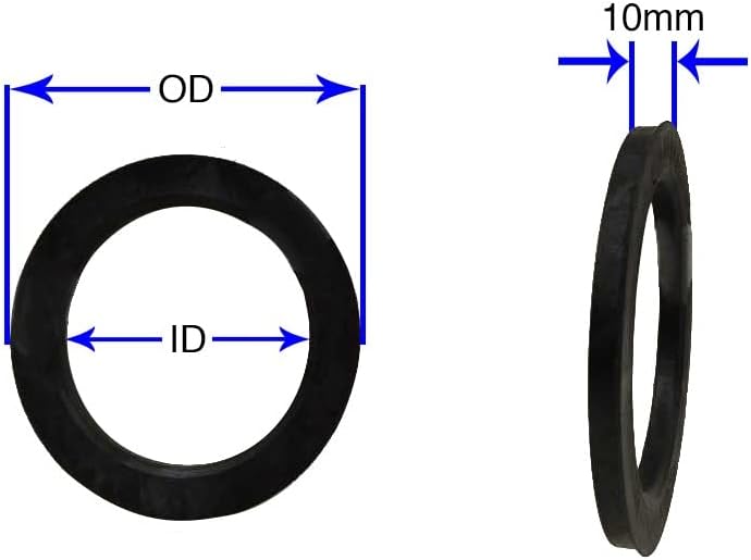 Acessórios para rodas Conjunto de peças de 4 anel centrado no cubo 72,56 mm od a 66,90 mm ID do cubo, policarbonato