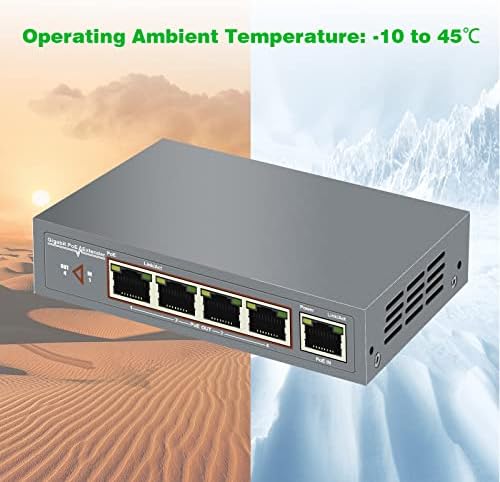 Ultrapoe Gigabit 4 Port Poe Extender, 48V 60W Poe Pass Through Switch ， SUMPLECIMENTO IEEE 802.3AF/AT/BT ， Ethernet