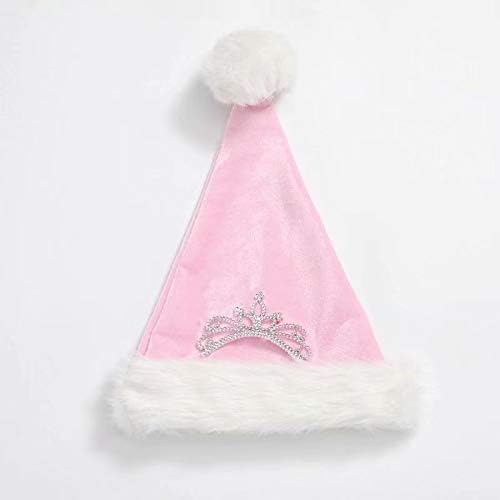 Papai Noel - Chapéu de Natal de Natal de pelúcia rosa para mulheres