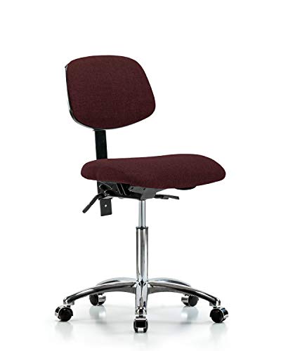 Labtech Seating LT42130 Cadeira de bancada média, tecido, base cromada/lançadores de inclinação, cinza