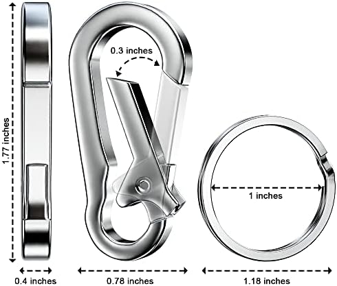 4PCS Metal Carabiner Clip Keyring Keychain Tecla de corrente de chave de anel para chaves de carro/Purse- Chave de prata Organizador de gancho