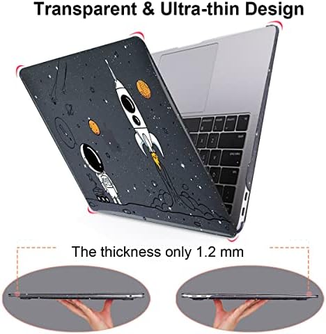 LCMOCICO para MacBook Pro 13 polegadas Caso M2 M1 A2338 A2289 A2251 2020 2021 2022 Lançamento com barra de toque e identificação de toque, astronautas e nave espacial glitter preto plástico tampa dura