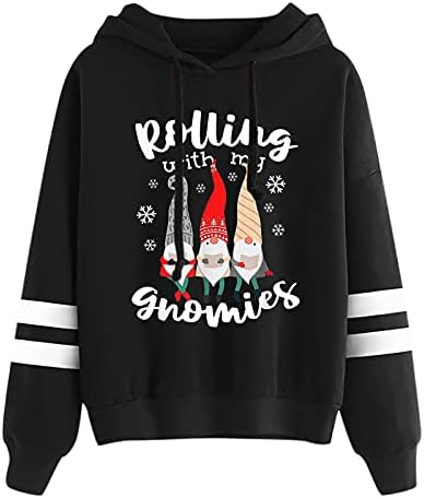 Hoodie confortável Women Tops clássicos Capuz de gráfico fofo Feliz Natal Capuz de mangas compridas tops gráficos com capuz