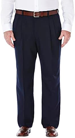 Haggar Men's Cool 18 escondido cintura expansível Pleat front-regulate e tamanhos grandes e altos
