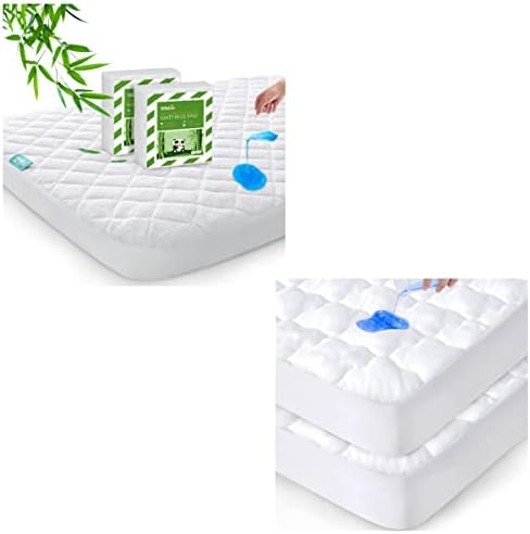 Bamboo Pack n Play Mattress Pad Protector 2 Pack & Sheets Quilted 2 pacote para Graco Playard Mattress | Mini e colchões de playard portáteis, branco