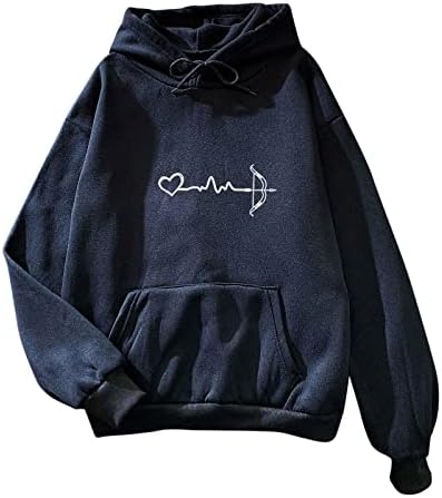 Feminino Feminino Pullover Ladies Pullover solto Casual Casual Impresso de manga comprida Hoodies de mangas compridas