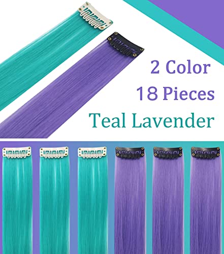 XIRWWH 18 PCS 21 polegadas Extensões de cabelo coloridas/perucas de garotas de clipes, perucas de cores resistentes