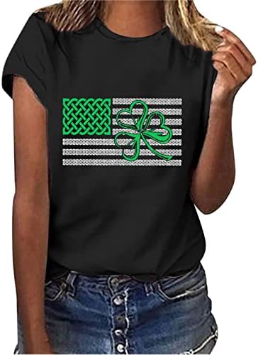 Camiseta do dia de Saint Patricks para mulheres bandeira engraçada o pescoço plus size partido abençoado tops abençoados