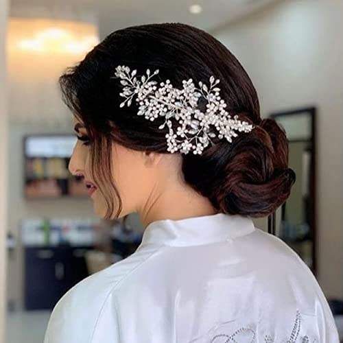 Zhenm 2 PCs Clipe de cabelo de casamento para noivas, faixa de casamento de strass, acessórios de cabelo de noiva, acessórios