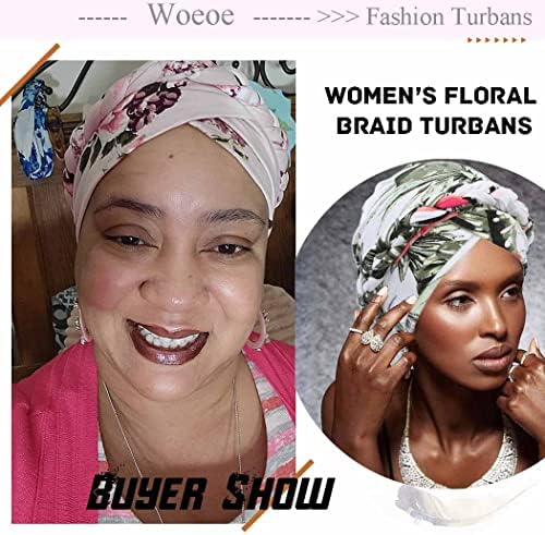 Aieoee African Turban Head embrulhando o lenço de cabeça de cabeça rosa, com estampa macia, tampa de cabeça de tampa de cabeça para mulheres e meninas