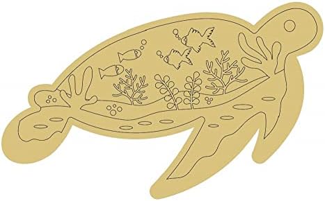 Design de tartaruga marinha por linhas recortes de madeira inacabada Decor de madeira Decor Decor Decor Animal Door Hanger