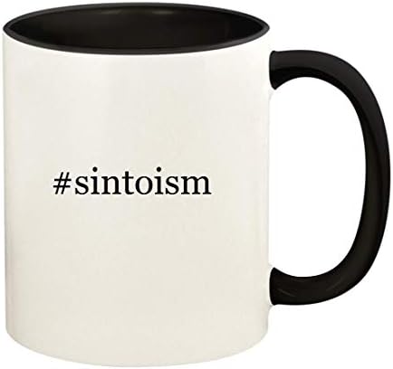 Presentes de Knick Knack Sintoism - 11oz Hashtag Ceramic Colored Handle and Inside Coffee Cup Cup, preto