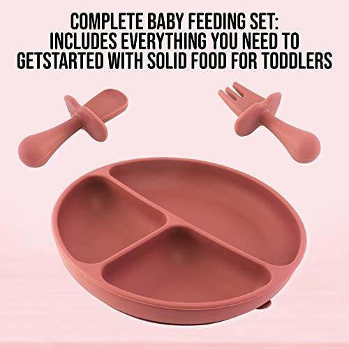 Antoez Baby LED Supplies de desmame, conjunto de alimentação de bebês, prato de divisão de sucção de silicone, utensílios