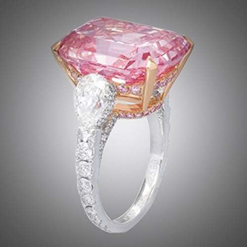 Play Pailin 21 Charm Jewelry Women 925 Prata Rosa Pink Sapphire Gemstone Wedding Bridal Ring SZ6-10