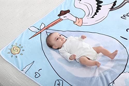Baby mensal marco cobertor cegonha carregando bebê recém -nascido mês flanela fleece cobertor neutro unissex bebê menino menina