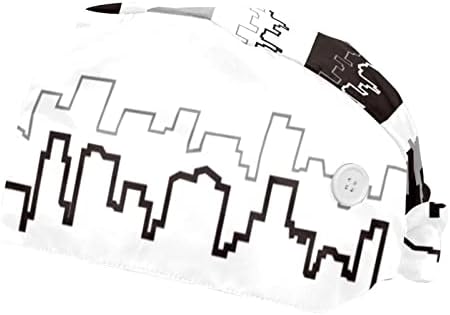 Modern City Silhouette Ajusta Ajustável Chapéus unissex, bonés de trabalho com botões e banda de moletom
