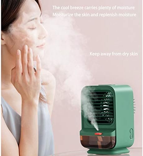 Mini ar condicionado de ar condicionado automático Spray de spray de spray de cabeça, com luz noturna pode adicionar refrigerador de água, 4000mAh pode adicionar aroma, verde