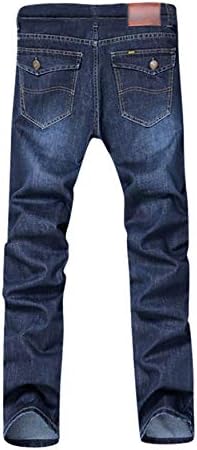 Andongnywell Men's Mid Caist Jeans reta Casual Casual grande calça jeans de calça com zíper bolso