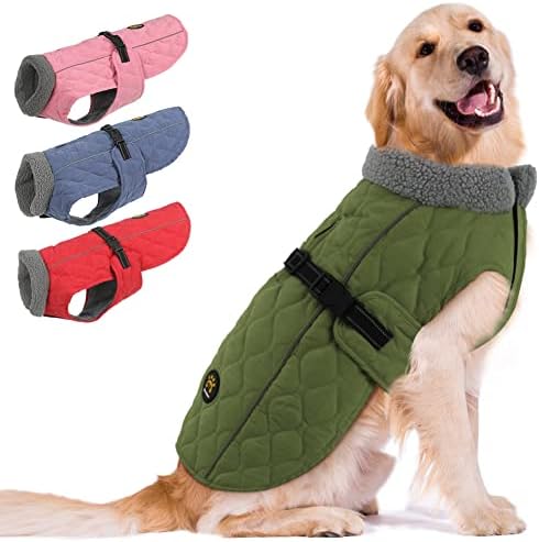 Jaquetas de inverno Sheripet Dog, camadas de inverno de colarinho peludo para cães com forro de lã, casacos de cachorro refletidos no inverno para cães para cães para cães grandes para cães grandes, rosa l