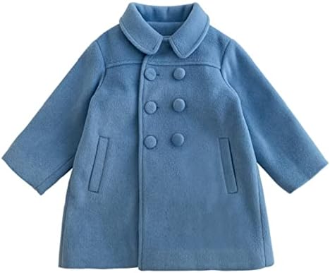 Crianças crianças meninas meninos casaco sólido casaco elegante de colarinho de colarinho duplo casaco de lã de lã para menina