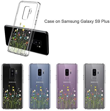 Caso UNOV para Galaxy S9 Plus Clear With Design Soft TPU Absorção de choque Slim em relevo padrão floral Proteção à tampa traseira
