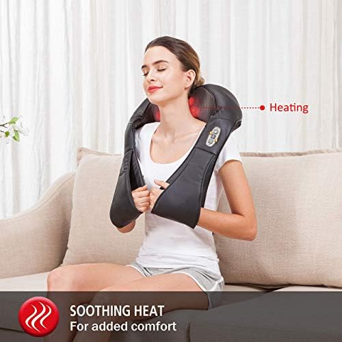 Comfier Shiatsu Neck e Massager Back Massager Pacote de cadeira | Travesseiro de massagem amassagem profunda com calor, massageador