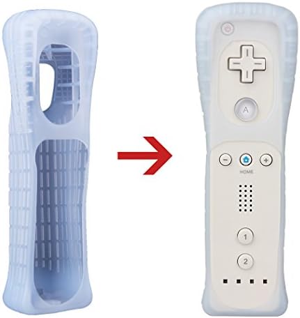 2PCS Wii Silicone Skin Case Case com pulseira de pulso, substituição de hongfa para capa de case de pele de silicone para o controlador