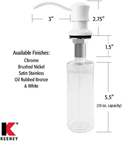 Keeney K612DSBN Premium Sopa ou dispensador de loção com garrafa de grande capacidade, níquel escovado