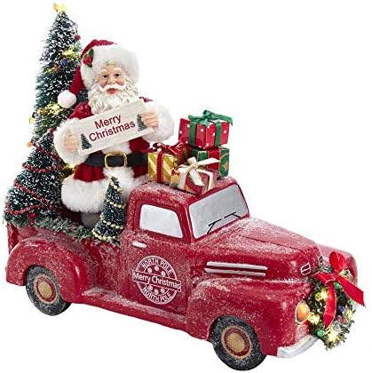 Kurt Adler, 10 polegadas, FabriChe Santa em caminhão com árvore e presentes