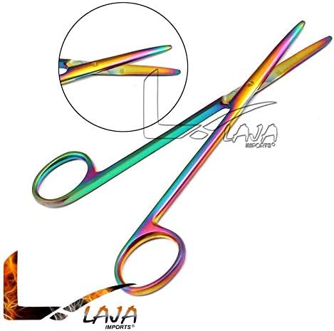 Laja Importa Conjunto de 5 Multi Titanium Color Rainbow Metzenbaum Scissors 5.5 Aço inoxidável reto