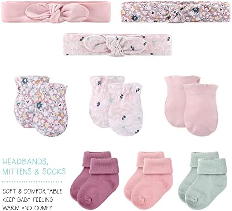 O conjunto de presentes para recém -nascidos e acessórios para meninas para meninas - 16 peças Layette - Floral - se encaixa