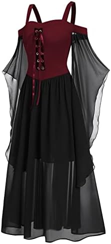 vestidos góticos lcziwo para mulheres ocasiões especiais spaghetti laça de ombro frio manga borboleta de tamanho grande vestido maxi