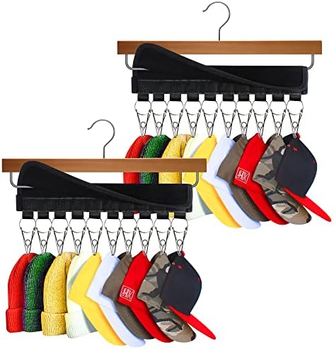Hat rack para tampas de beisebol Hat Hat Organizer Display, Loscarol 2 Chapéu de embalagem para armazenamento de armário com clipes, para pendurar boné de bola de inverno e acessórios