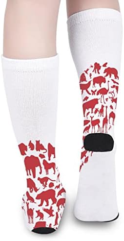 Eu amo animais de coloração impressa meias correspondentes ao joelho atlético meias altas para mulheres homens