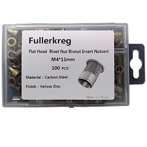 FullERKREG-100PCS-M4 x 11mm-zinc-Flat-Flat-Carbon-Carbon-Frute porca de porca de rivada
