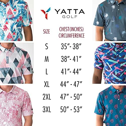 Yatta Golf Desempenho de Golfe Camisetas Polo-Men-8 faixas-