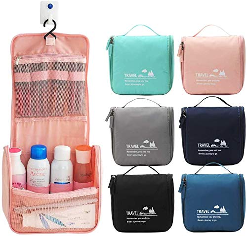 Bolsa de maquiagem de viagem, bolsa organizadora de higiene pendurada leve com estojo cosmético de gancho