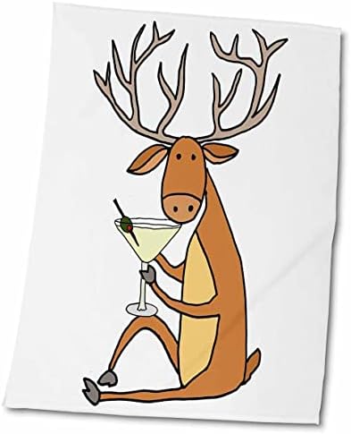 3drose All Smiles Art Animals - Funny Funn Ften Buck Deer ou Rena Cartoon - Toalhas