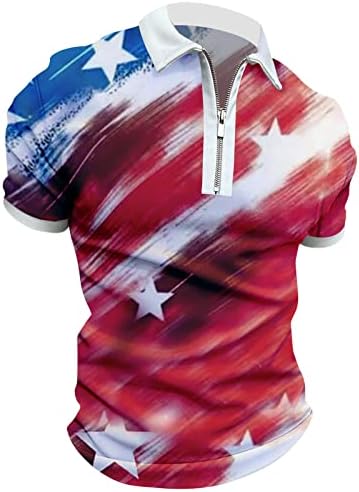 Camisetas de verão bmisegm para homens de bandeira americana masculina camisa patriótica para homens 4 de julho muscular caça camisetas de colarinho
