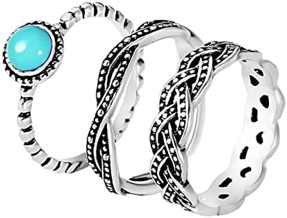 Anéis de turquesa para mulheres anéis simples anéis de junta destacável anel de zircão de zircão de zircão eternidade anel de noivado anel de casamento de noiva de casamento Presentes de aniversário perfeitos ou desgaste diário