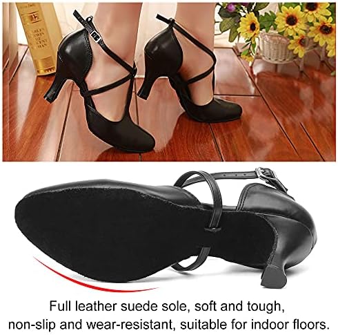 Tinrymx Sapatos de dança modernos mulheres fechadas TOE T-STRAP Tango Waltz Sapatos de dança Profissional Foxtrot, EUA 9