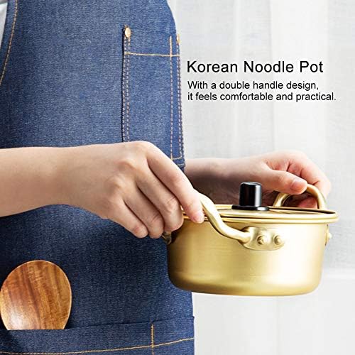 Pote de macarrão ramen coreano, panela de macarrão de alumínio amarelo coreano para o almoço