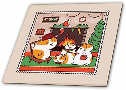 3drose Cassie Peters Christmas - Família de porquinhos de Natal - azulejos