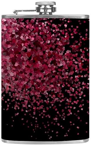 Balão de quadril para bebidas inoxidáveis ​​à prova de vazamento de aço inoxidável com funil 7,7 oz de couro, ótima ideia de presente de frasco - tulipa rosa romântica