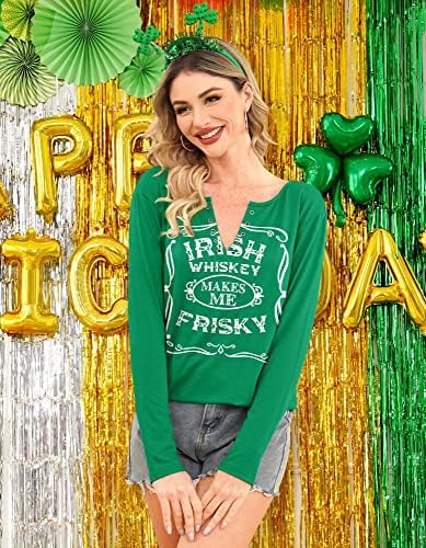 Para G e PL Womens St. Patrick's Slave Longshirt Print Irish Print Sexy Clover Shamrock Shirt Shamrock