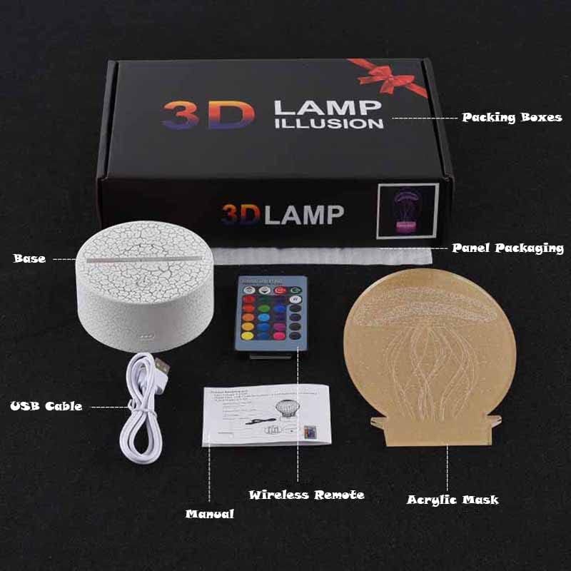3d Night Light LED Visual Table Lamp Presente Luz colorida Toque Remoto Controle Remoto Night Night Light HWL0249