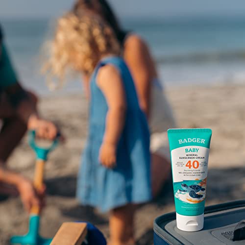 Badger SPF 40 Protetor solar bebê Creme-Protetor solar de bebê resistente a água amigável a água com óxido de zinco-camomila