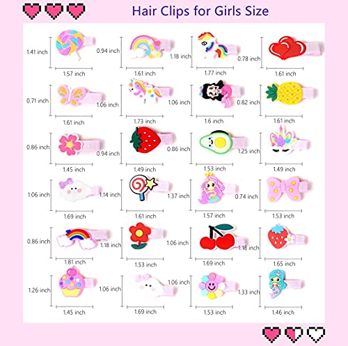 Clipes de cabelo para meninas para meninas, 24pcs coloras coloras borboleta unicórnio padrões