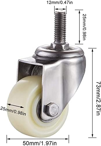 Lançadores de rodízios de nylon rodízios de nylon, rodízios pesados, rosqueados: M8/M10/M12.304 Corretas de aço inoxidável,