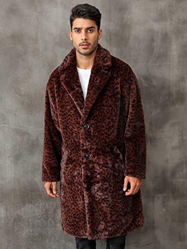 Jaquetas para homens - Men Leopard Pattern Lapel Neck Flannel Coat